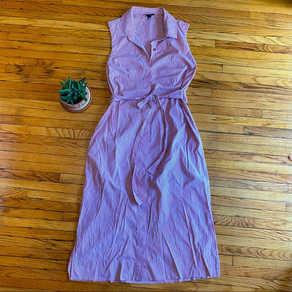 Mossimo Sleeveless Shirt Dress, Retro Vertical Stripes Pattern